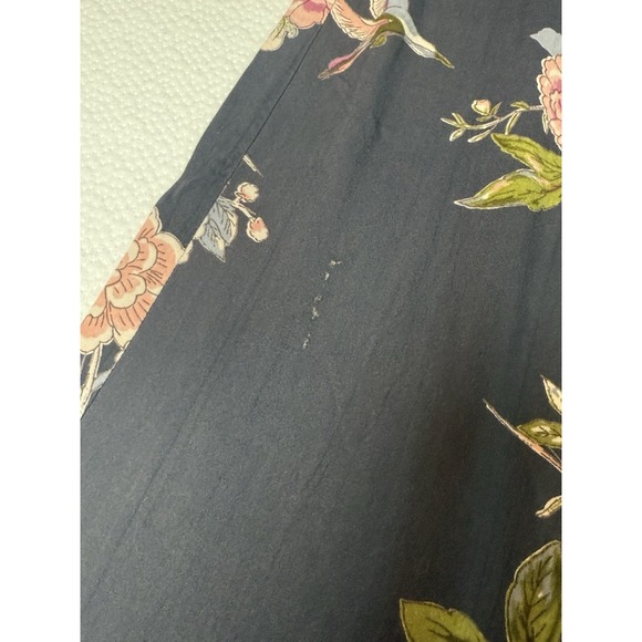 Angie Floral‎ Wide Leg Pants Women's Medium Black Pink Flowers-Boho - Picture 2 of 4